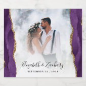 の結婚フォトパープル金ゴールド瑪瑙 スパークリングワインラベル (シングルラベル)