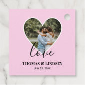 の結婚フォトピンクハートフレーム書モダン跡 フェイバータグ (裏面)