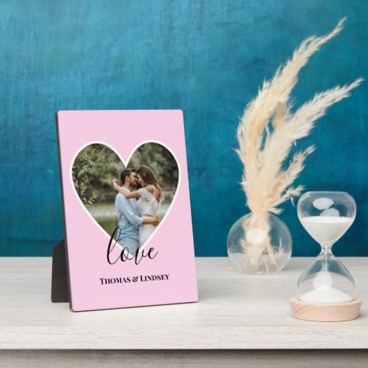 の結婚フォトピンクハートフレーム書モダン跡 フォトプラーク (側面)