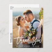 の結婚フォトブモダンラシScript Thank W ポストカード (正面/裏面)
