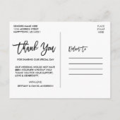の結婚フォトブモダンラシScript Thank W ポストカード (裏面)