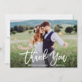 の結婚フォトブラシスクリプトクラフトサンキューカード 招待状 (正面)