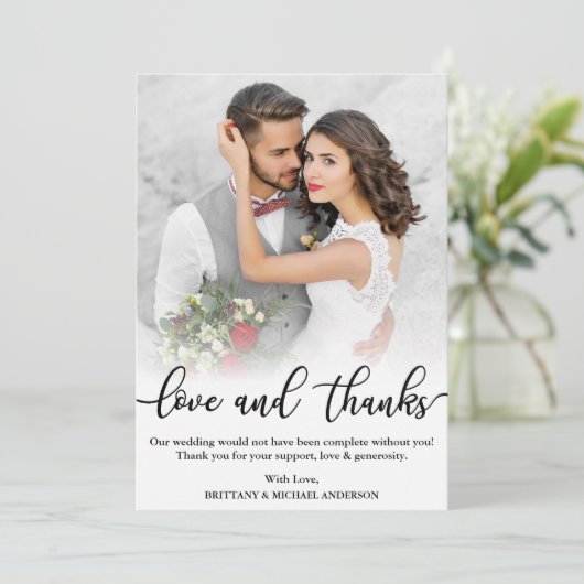 の結婚フォトブラックの脚本愛とカー感謝していド サンキューカード (スタンド正面)