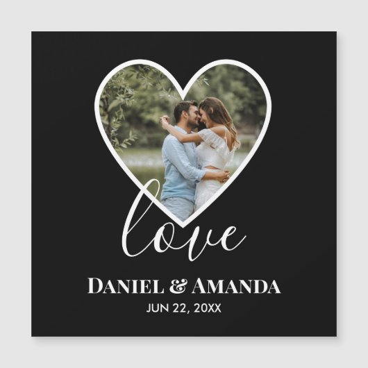 の結婚フォトブラックハートフレーム書モダン跡 (正面)