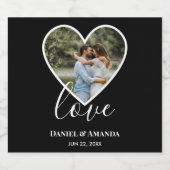 の結婚フォトブラックハートフレーム書モダン跡 ビールラベル (シングルラベル)