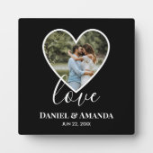 の結婚フォトブラックハートフレーム書モダン跡 フォトプラーク (正面)