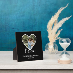 の結婚フォトブラックハートフレーム書モダン跡 フォトプラーク