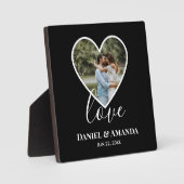の結婚フォトブラックハートフレーム書モダン跡 フォトプラーク (正面)