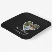 の結婚フォトブラックハートフレーム書モダン跡 ペーパープレート (傾斜あり)