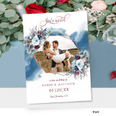 の結婚フォトブルーパープルブルゴーニュの水色 招待状