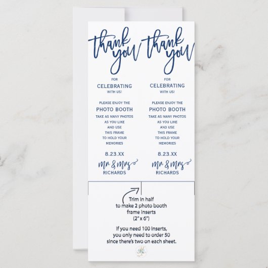 の結婚フォトブースのフレームインサート – （ネイビーブルー） (正面)