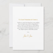 の結婚フォトホワイトのグラデーション、金ゴールドスクリプ結婚ト サンキューカード (裏面)