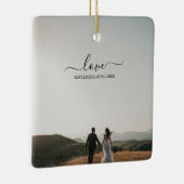 の結婚フォトメモリのラブスクリプ結婚ト セラミックオーナメント (右)