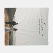 の結婚フォトメモリのラブスクリプ結婚ト フリースブランケット (正面(横))