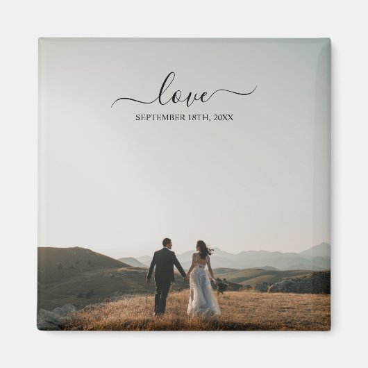 の結婚フォトメモリのラブスクリプ結婚ト マグネット (正面)