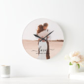 の結婚フォトメモリ愛スクリプト記念日 ラージ壁時計 (ホーム)