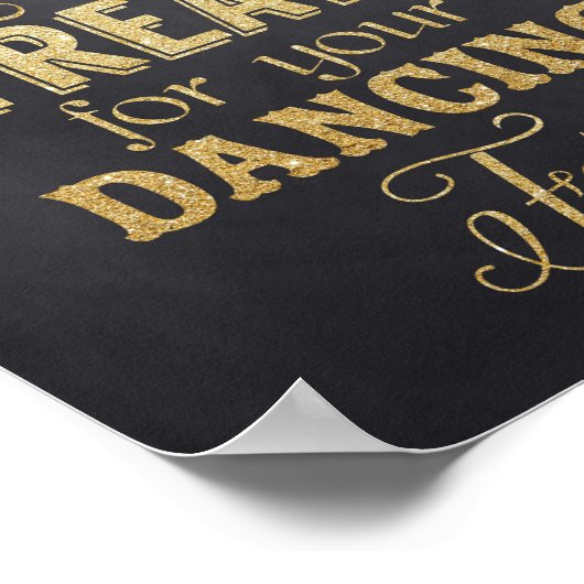 の結婚フリップフロップ記号、踊り足(金ゴールド) ポスター (角)