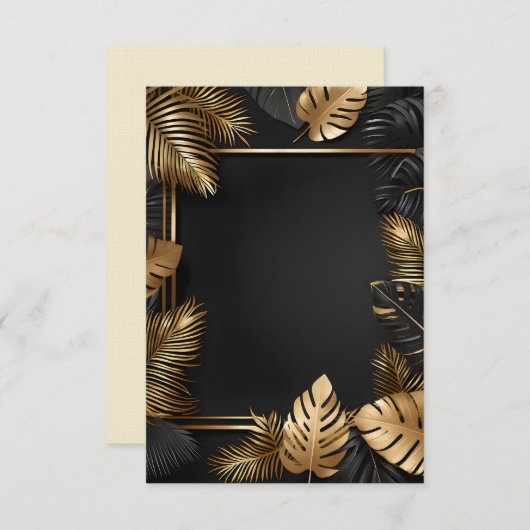 の結婚フレーム金ゴールド葉の招待 (正面/裏面)