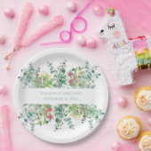 の結婚フローラエレガントの緑の水の色の名前 ペーパープレート (パーティー)