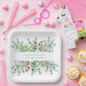 の結婚フローラエレガントの緑の水の色の名前 ペーパープレート (パーティー)