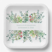 の結婚フローラエレガントの緑の水の色の名前 ペーパープレート (正面)