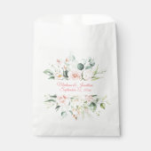 の結婚フローラエレガントピンクのシックな日付スクリプトファボ フェイバーバッグ (正面)