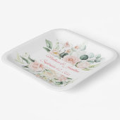 の結婚フローラエレガントピンクのシックな日付スクリプト ペーパープレート (傾斜あり)