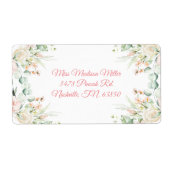 の結婚フローラエレガントピンクのシックな日付名アドレス ラベル (正面)