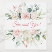 の結婚フローラエレガントピンクシック彼女はYes ワインラベル (シングルラベル)