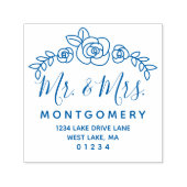 の結婚フローラバラつる植物氏ミセス・差出人住所 セルフインキングスタンプ (デザイン)