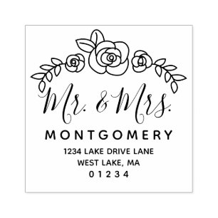 の結婚フローラバラミセス・差出人住所 ラバースタンプ