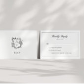 の結婚フローラフォーマルクレストモノグラムRSVPカード 招待状