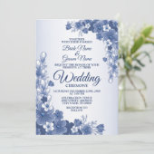 の結婚フローラブルーグレイ素朴白 招待状 (スタンド正面)