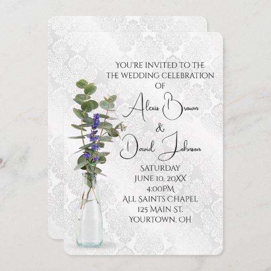 の結婚フローラブーケオンダマスク 招待状 (正面/裏面)