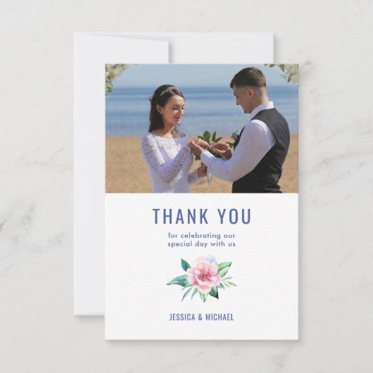 の結婚フローラブーケ写真サンキューカード サンキューカード (正面)