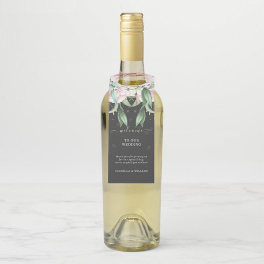 の結婚フローララグジュアリーブラック&ピンク ボトルネックタグ (ボトル)