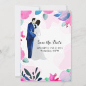 の結婚フローラ招待カードの日付を保存 招待状 (裏面)