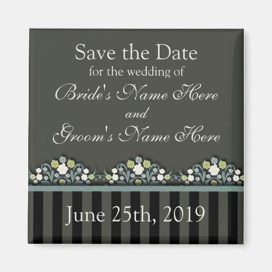 の結婚フローラ日付の保存 マグネット (正面)