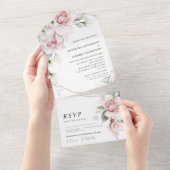 の結婚フローラ水の色をすべて1つの招待状 オールインワン招待状 (貼ってはがせる)