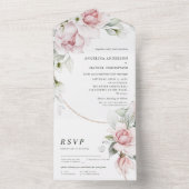 の結婚フローラ水の色をすべて1つの招待状 オールインワン招待状 (内側)