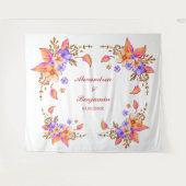 の結婚フローラ水彩写真ブース背景 タペストリー (正面(横))