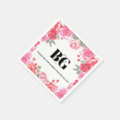 の結婚フローラ水色バラパターン スタンダードカクテルナプキン (角)