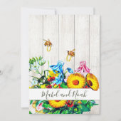 の結婚フローラ素朴ハニービー金ゴールドエコ 招待状 (正面)