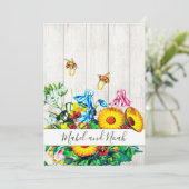 の結婚フローラ素朴ハニービー金ゴールドエコ 招待状 (スタンド正面)