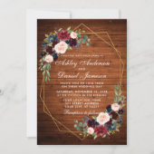 の結婚フローラ素朴幾何学模様金ゴールド枠 招待状 (正面)