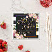 の結婚フローラ金ゴールド枠ストライプ枠 スタンダードカクテルナプキン (インサイチュ)