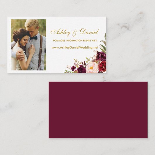 の結婚フローラBurgundy写真Webサイト挿入カード エンクロージャーカード (正面/裏面)