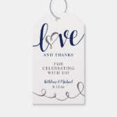 の結婚ブライダルの好意ラヴモダンおもしろいネイビー&グレー ギフトタグ (正面)