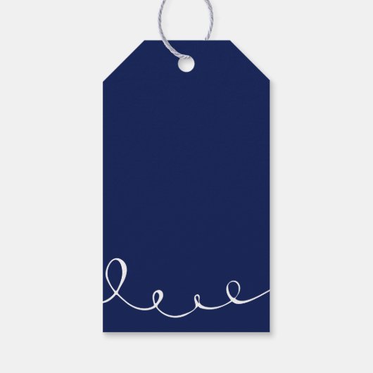 の結婚ブライダルの好意ラヴモダンおもしろいネイビー&グレー ギフトタグ (裏面)