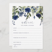 の結婚ブライダルアドバイスカードネイビーブルーワイルドフラワー アドバイスカード (正面/裏面)